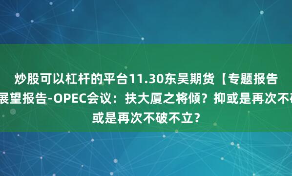 炒股可以杠杆的平台11.30东吴期货【专题报告】原油展望报告-OPEC会议：扶大厦之将倾？抑或是再次不破不立？